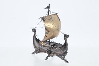 Vintage Italian Made Viking Ship Model In 800 Silver