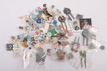 Group Of Sport Collectible Pins And Related Items - Golf ,baseball , Football Etc
