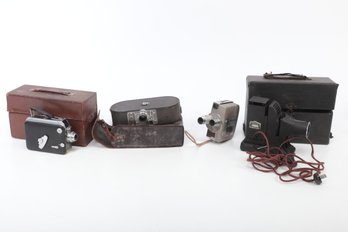 Group Of Vintage Movie Cameras & Slide Projector With RARE Lenses (see Images)