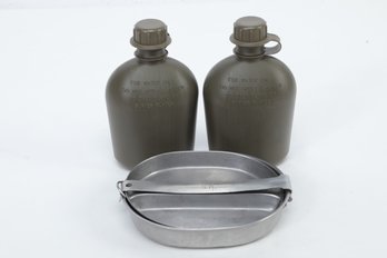 WWII Era Military Mess Kit W/2 Canteens