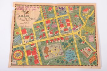 1935 Amos & Andy Pictorial Map, Showing Their Mythical Town Of Weber City
