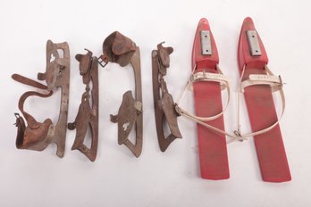 Lot Early 1900's Skates And Related