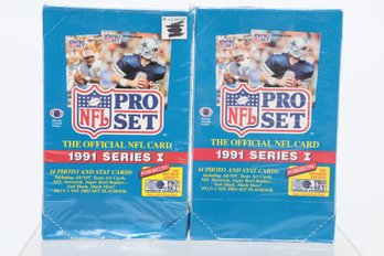 Two 1991 Pro Set NFL Series 1 Cards Factory Sealed Box 36 Wax Packs Football