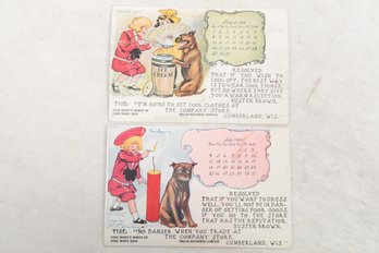 2 1909 Buster Brown Adve Postcards For Miller Waterman THE COMPANY STORE CUMBERLAND, WIS.