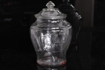 Squirrel Brand Country Store Embossed Glass Peanut Jar W/Lid