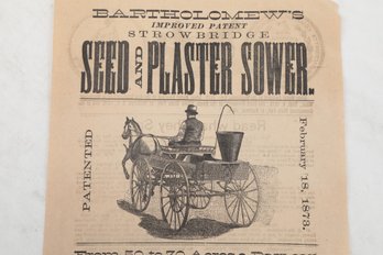 Broadsheet Adv. Batholomews Seed & Plaster Sower 1879