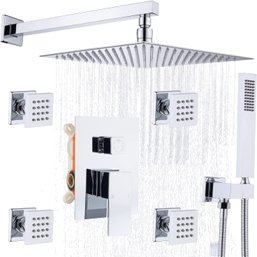 Enga Rainfall Shower System With 4 Body Jets, Shower Jets System In Wall 12 Inch Rain Shower New In Box