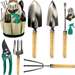 Scuddles Garden Tools Set - 9 Piece Heavy Duty Gardening Tools