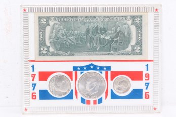Bicentennial Collectible Coins With $2 Dollar Bill