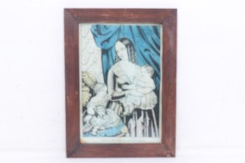 Antique Framed Print 'The Young Mother'