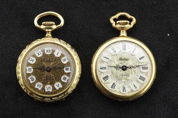 2 Vintage Pre Owned 17 Jewel Womans Pocket Watches Verdun & Pedre