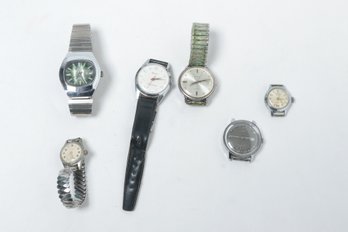 6 Pre Owned Vintage Mostly Mens Automatic Watches
