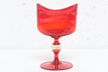 Vintage Venetian Italian Cranberry Murano Glass Vase