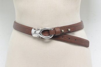 Brian Toohey Genuine Leather Belt & Silver Toned Belt Buckle