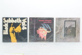 3 Vintage Classic Rock Vinyl LPs: 2 Black Sabbath (Vol. 4 & Paranoid) & Led Zeppelin IV