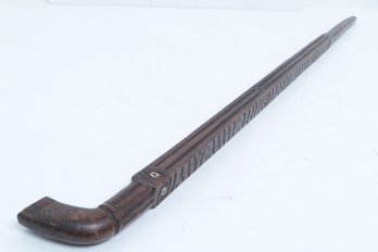 Rare 39.5' Antique Hand Carved Maori Cane Walking Stick W/Mother Of Pear Accents