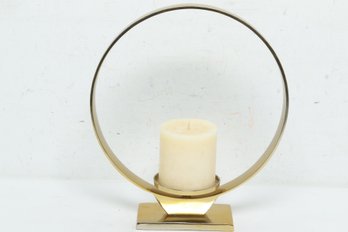 Modern Circular Brass Toned Candle Holder Center Piece