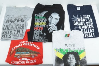 5 Graphic T's: Bob Marley, AC/DC, Dallas Cowboys & More (Sizes L-XL)