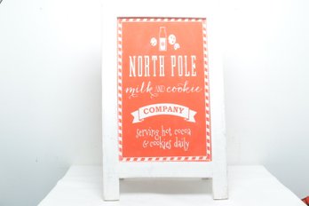 'North Pole, Milk & Cookie Company' Double Sided, Wooden Sandwich Board Sign