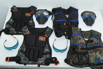 Nerf Accessories Lot: Nerf Tactical Vests, Full Face Protection & Safety Glasses