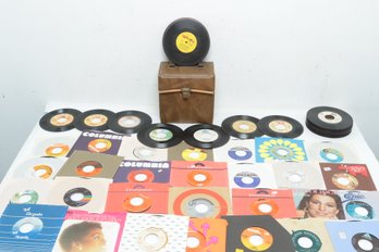 Large Grouping Of Mixed Genre Vinyl 45s Kenny Rogers, The Bee Gees Blondie Ect.
