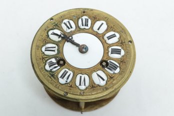 Antique French E.P. Deposi 8077 Heavy Brass Clock Works With Porcelain Roman Numerals