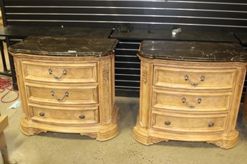 Pair Of Night Stands With Marble Top