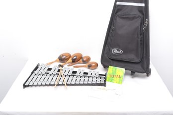 Pearl Xylophone W/Rolling Carry Case & 2 Sets Of Maracas