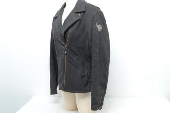 Vintage Ladies Harley Davidson Wool Zip Up Jacket W/Patch On Back ~ Size Large