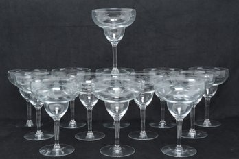 Grouping Of Vintage/Antique Etched Crystal Sherbet/Margarita Glasses