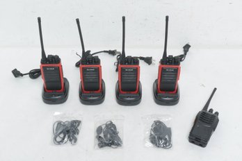 4 Arcshell AR-6 Walkie Talkies W/Charging Bases & 1 Greaval Walkie Talkie