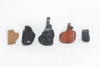 Grouping Of 5 Pistol Holsters: De Santis, Roy Original Pancake Holster, Uncle Mikes & More