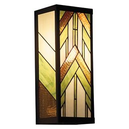 16.25' Stained Glass 1-Light Rectangular Mission Style Outdoor Light Wall Sconce - River Of Goods