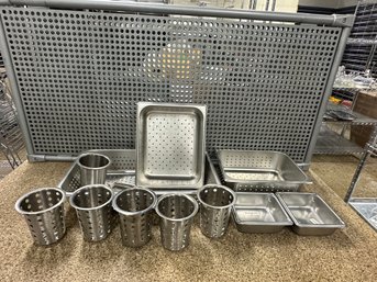 Lot Of Perforated Stainless Steel Pan