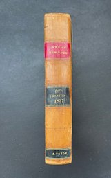LAW BOOK: 1837 Laws Of The State Of New York Leather Binding With Name On Spine
