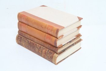 4 Antique 1/4 Leather Bound German Books