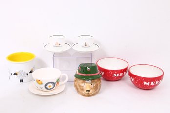 Group Of Department 56 Mugs, Jardinere, Candle Etc - Most New Old Stock