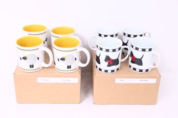 Group Of 8 Department 56 Coffee Mugs - Le Mouton & Scottie - New Old Stock