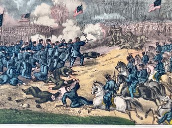 Civil War (Shiloh) The Battle Of Pittsburg, Tenn. April 7th 1862 Currier & Ives  Rare Lithograph Print