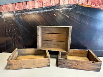 Lot Of 3 Vintage Vineyard Wood Crates