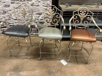 3 Metal Barstools Wrought Iron