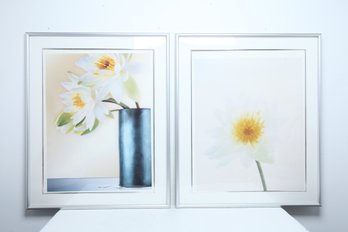 2 Large Framed Floral Prints In Matching Frames