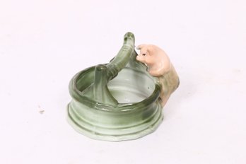 Antique German Pink Porcelain Fairing Pig At Looking Down The Wishing Well