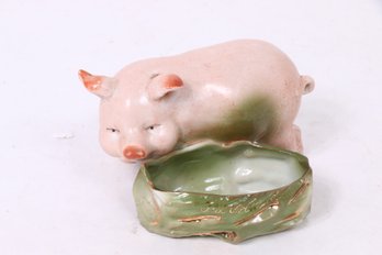 Antique German Pink Porcelain Fairing Pig Figurine Old Orchard