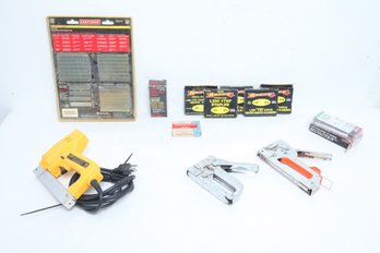 Pre-Owned Staple Gun Grouping 2-Hand Staplers, 1-Electric Stapler & Staples To Go With