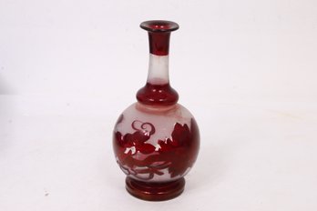 Vintage Hand Blown Cranberry Art Glass Vase