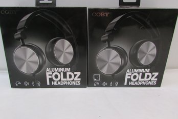 Coby Aluminum Foldz Wired Head Phones Lot Of 2