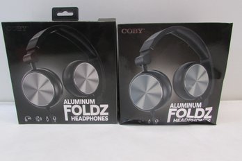 Coby Aluminum Foldz Wired Head Phones Lot Of 2