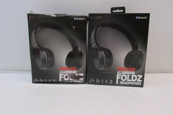 Coby Aluminum Foldz Wireless Head Phones Lot Of 2