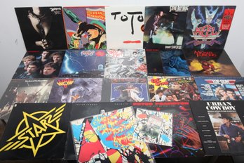 20 Vinyl 33 LP's: Mostly 80's Rock- Elvis Costello, TOTO, Stevie Ray Vaughan, Keel, Bronze, Stone Fury & More